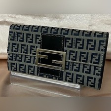 Fendi Zucchino Canvas FF Flap Wallet