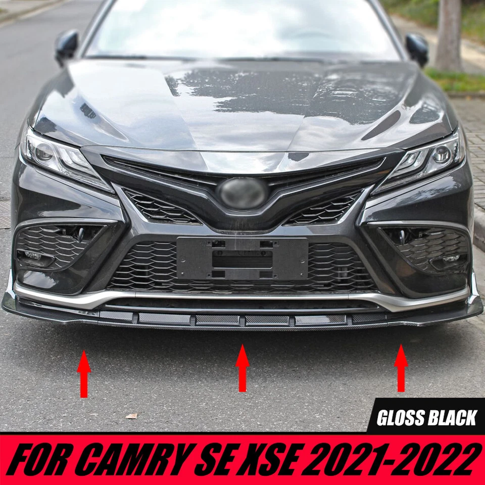 Alerón divisor de labios parachoques delantero negro brillante para Toyota Camry SE XSE 2021-2024 Foto 2 de 4
