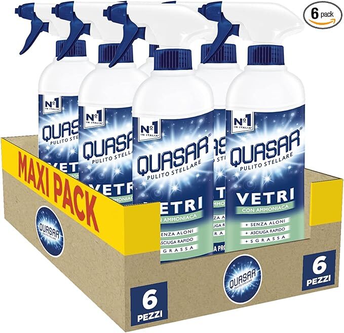 Recensione Quasar Vetri con Ammoniaca: 6 flaconi per Pulizia Professionale