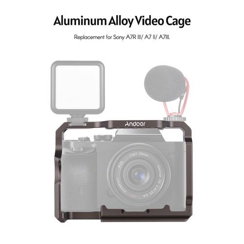 Andoer Aluminum Alloy Camera Cage Kit with Video Rig Top Handle Wooden Grip D9M9 - Picture 6 of 11