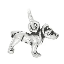 Sterling Silver Tiny 3D Pitbull Pit Bull Puppy Dog Charm or Pendant