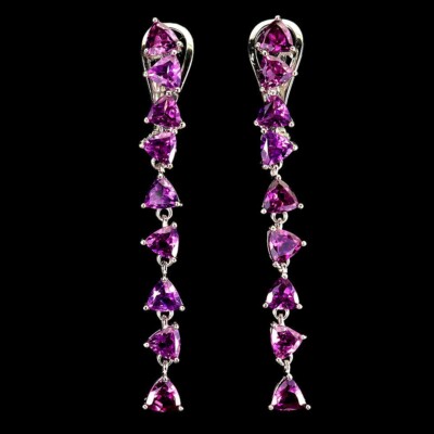 Silber Ohrringe Rhodolith echt natürlich abgebaut Edelsteine massiv Sterling Tropfen Design