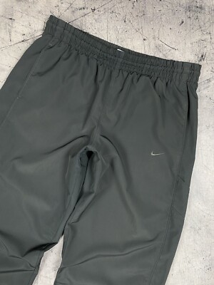 Vintage 00s Nike Swoosh Drill Joggers Baggy Nylon Y2K Pants Gray