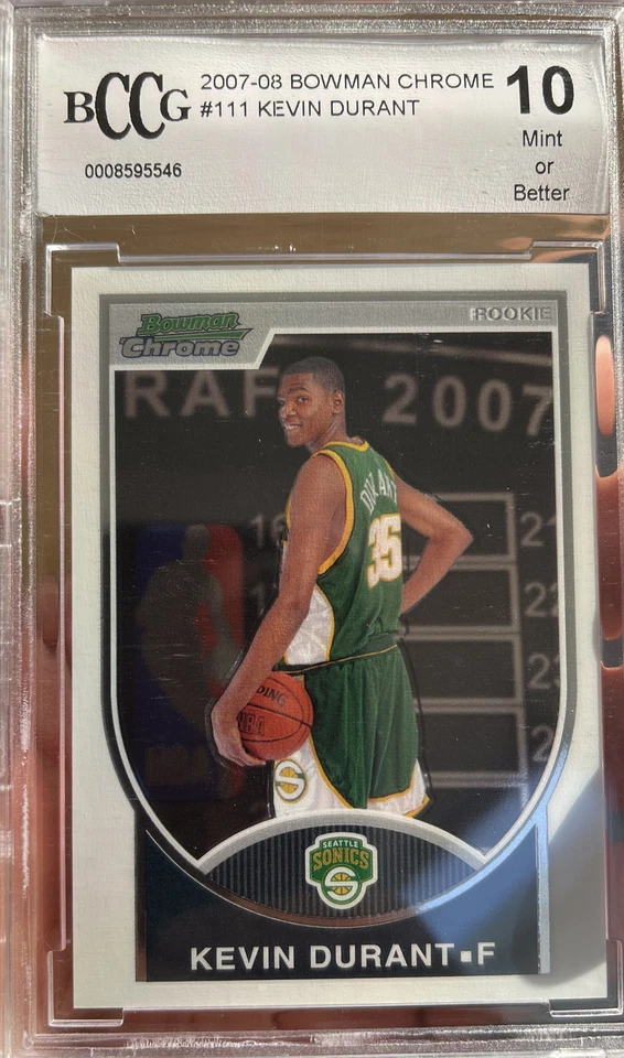 2007 Topps Bowman Chrome Kevin Durant ROOKIE BCCG 10 GEM MINT #2307/2999 - Image 2 of 3
