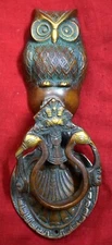 Brass Night Bird Door Knocker Owl Shape Door Bell Yali With Peacock Design EK475