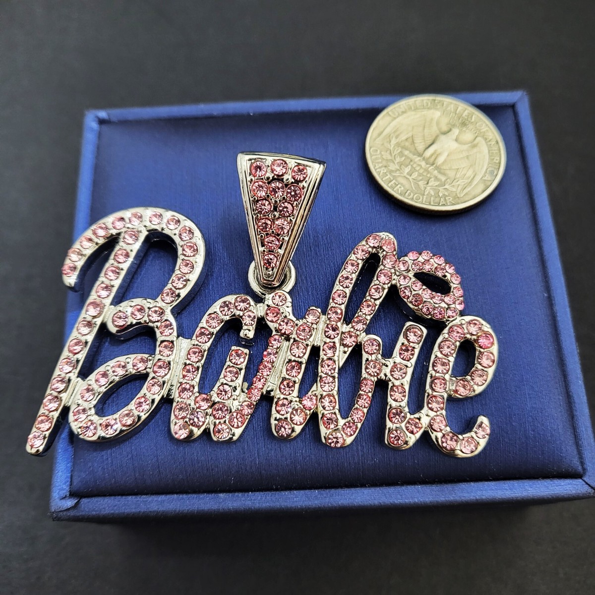 Women Silver Plated Pink Barbie Charm & Iced Cubic Zirconia 