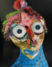 Original abstract painting oil on paper 9x11.5 in by Anastasiya Kimachenko