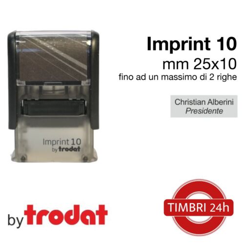 Timbro personalizzato Imprint 10  25x10 mm autoinchiostrante NERO - fino 2 righe - Foto 1 di 1