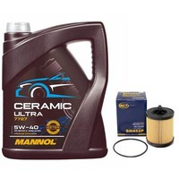 MotoröL Set 5W-40 Mannol 5 Liter + ÖLfilter Sh 452 P FüR Opel Vectra C Zafira
