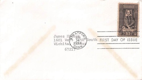 1964 First Day Cover celebrating Shakespeare with a 5-cent stamp.