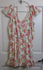 Pins & Needles Floral Romper Women Size S Chest 38 Double V-Neck Lined 204-34052