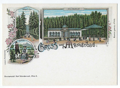 Greetings From Marienbad Postcard Marianske Lazne Czeck Republic