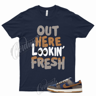FRESH T Shirt for Dunk Low Tweed Corduroy Midnight Navy Ale Baroque Brown Tartan