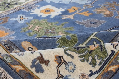 Blue Turkish Oushak Cotemporary Hand-Knotted wool Rugs to decor living room rugs - Picture 2 of 11