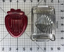 Stainless Egg Slicer & Red Strawberry Slicer Gourmet Kitchen Slice Dice Cube