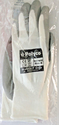 12 Paar x Polyco grau Matrix F Grip Schaumstoff Nitril Handschuhe Größe 6 für XS Hände