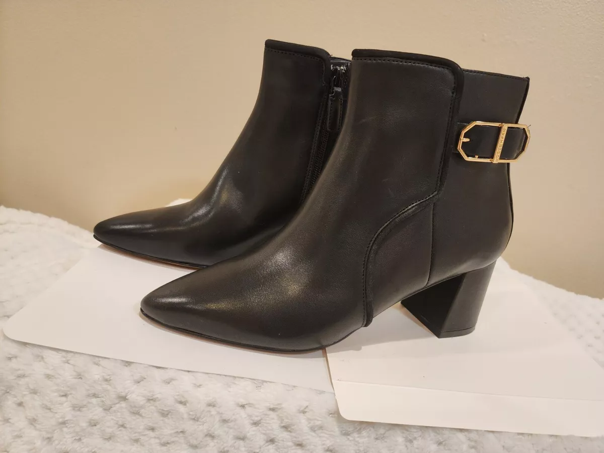 Leather top dress booties