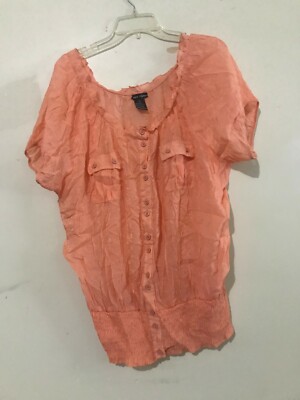 Caren Spozi Plus Size 2X Off Shoulder Coral Top Blouse Women Cotton Blend