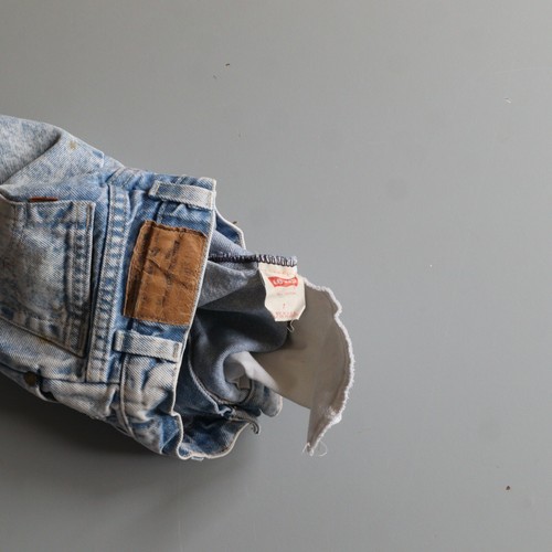 Vintage Girls Levis Denim Jean Mini Skirt Size 7 Acid Wash Kids Youth 21" - Picture 3 of 5
