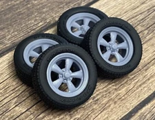 1/24 Scale: 17-inch “Torq Thrust II”model car wheels/tires. Resin; 1/25;3D Print