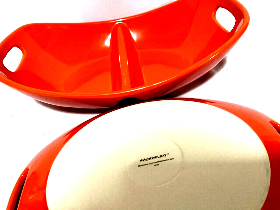 Plato para servir Rachael Ray naranja ovalado dividido Foto 2 de 2