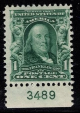 U.S. - 300 - Plate Number Single (3489) -  Fine/Very Fine - Never Hinged