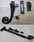 CAST IRON CURLY - Black antique old vintage Victorian style window fittings