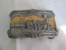 RARE 1984 Steam Locomotive Railroad Belt Buckle W/ Gold Mountains Siskiyou
