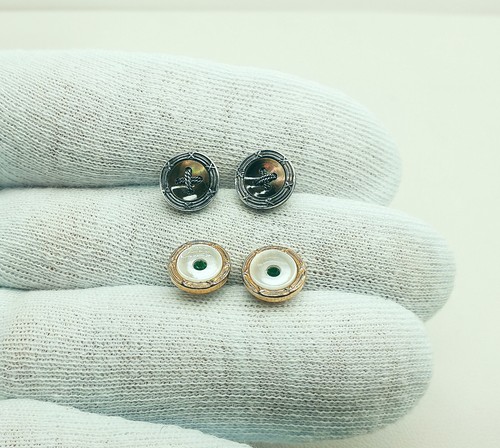 Mens Antique Edwardian Silver and Gold Fronted Mother of Pearl Boxed Shirt Studs - Picture 11 of 12