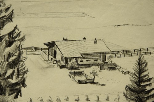 Uli Huber 1902-? Berlin / Zeichnung Bleistift 1930 / Pitztal Inntal Gehöft - Picture 8 of 14
