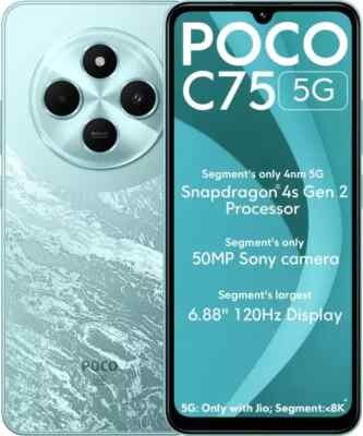 POCO C75 5G Factory Unlocked Dual SIM (Aqua Bliss, 64 GB) (4 GB