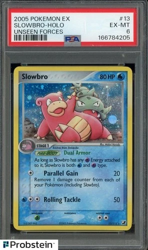 2005 Pokemon Ex Unseen Forces #13 Slowbro - Holo PSA 6 EX-MT
