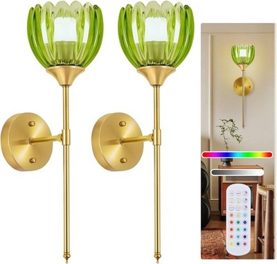 Battery Operated Wall Sconce Set of 2, Rechargeable Wireless Wall Sconce Lights-