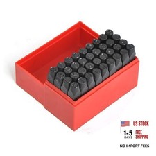 36pc 3/8" Steel Metal Punch Letter Number Stamp Stamping Set with Plastic