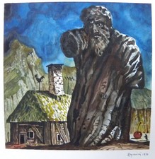Luigi Regianini (Milano 1930-2013) Statua antica dipinto cm 14x14 anno 1973