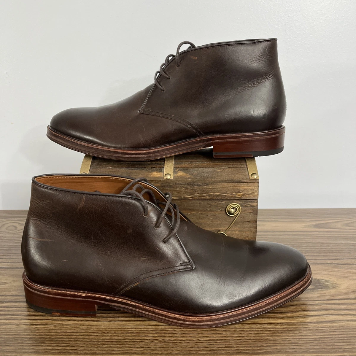 BRAND NEW Gordon Rush Owen Ankle Boots Brown Pebbled Leather Apron Toe Size 9.5 Men main image 3