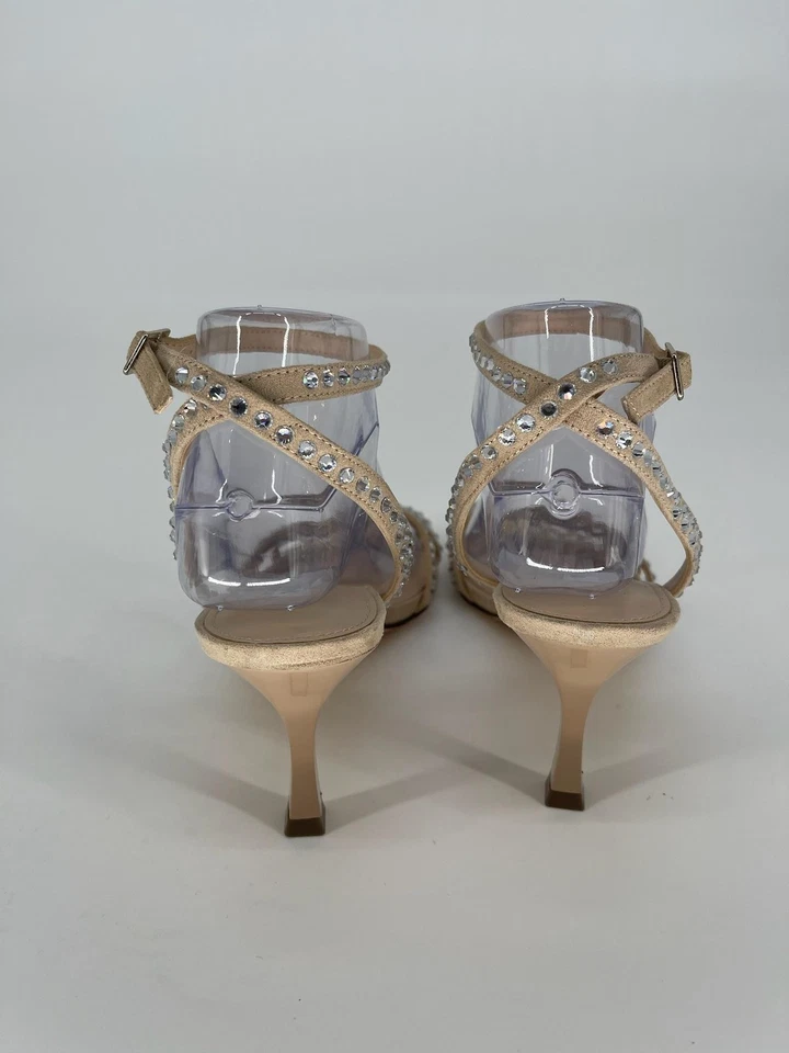 Sandálias femininas Nina New York tamanho 8 nude strass tiras salto gatinho - Imagem 2 de 4