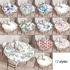Oil-Resistant Dust-Proof Elastic Round Table Cover Floral Printed Tablecloth