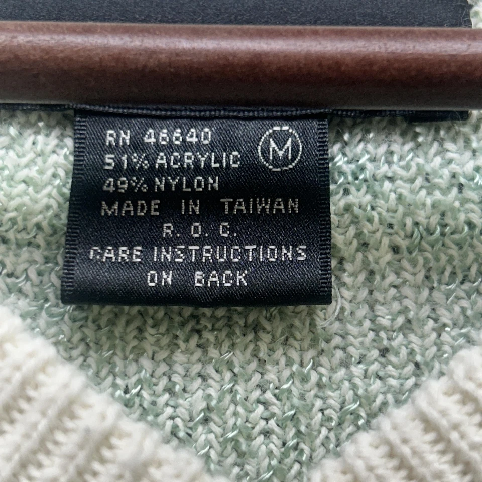 Suéter De Colección Años 90 Mujer Mediano Pesado Crema Leche Cuello en V Granola Geométrico Años 90 Foto 4 de 4