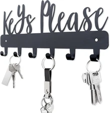Keys Please Holder on Wall,Key Normal Size Key Hooks:11x4.57inches, Black 