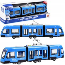 Gro&szlig;e Stra&szlig;enbahn f&auml;hrt, Ger&auml;usche, Lichter, Batterien, blau 930B