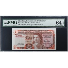 [#980225] Gibraltar, 1 Pound, 1988-08-04, UNC 64 EPQ, PMG