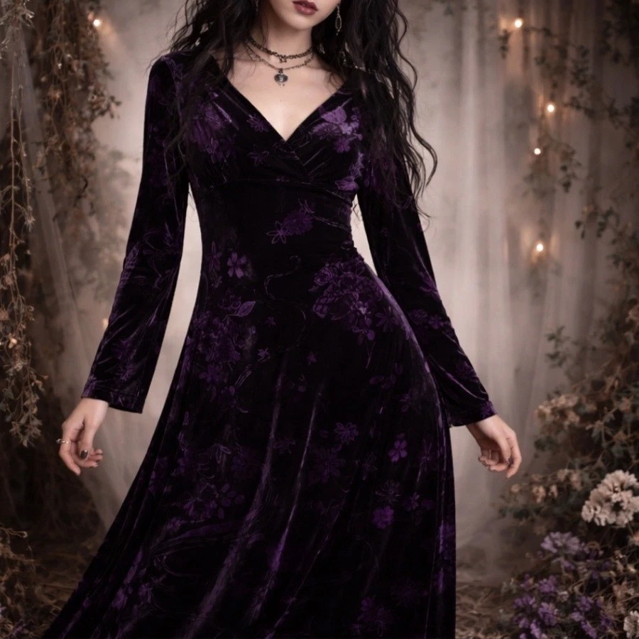 Purple Velvet 1990s Vintage Dresses for Women for sale | eBay