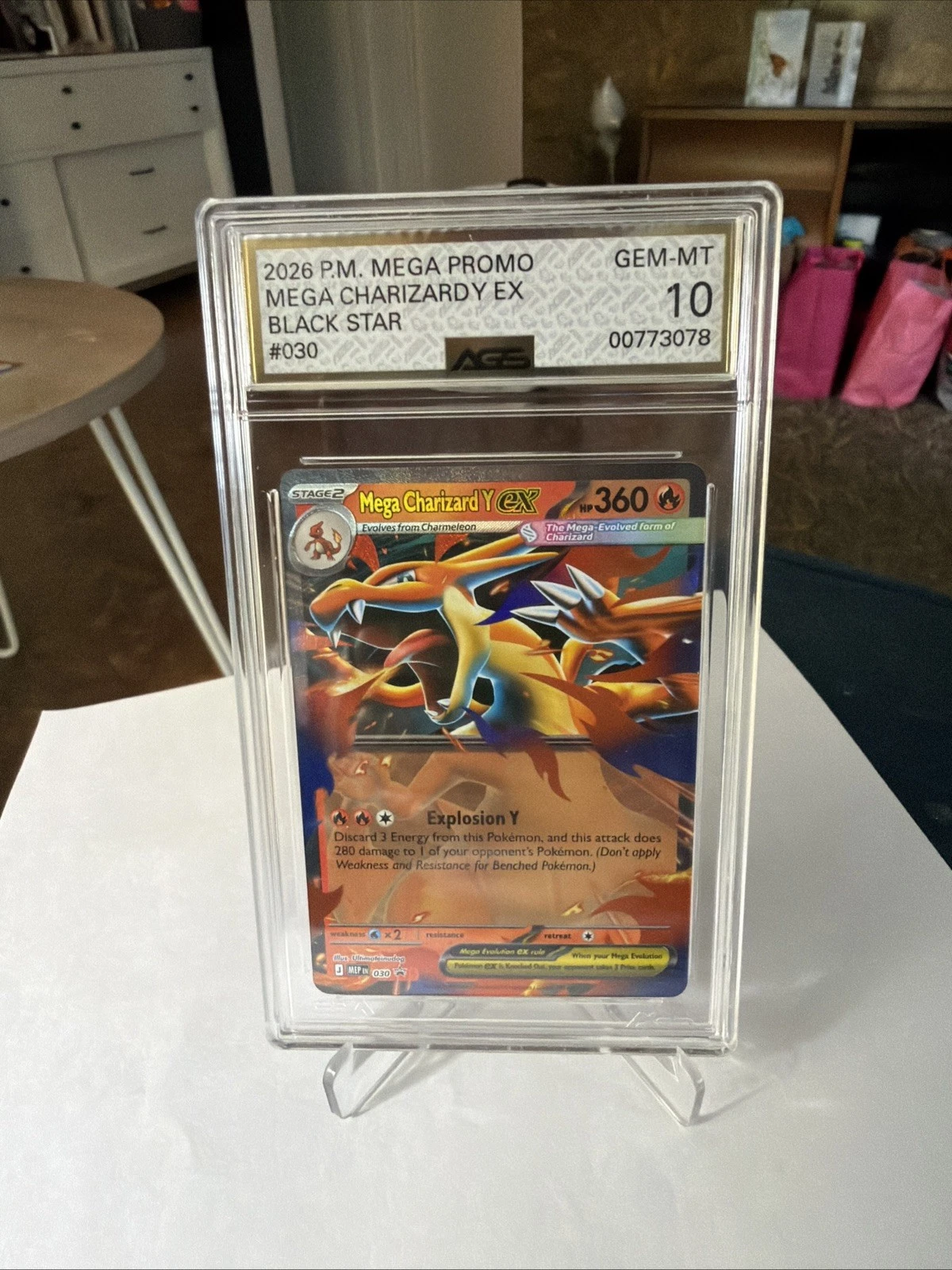 2026 POKEMON MEGA CHARIZARD Y EX #030 TIN PROMO AGS 10 GEM-Mint