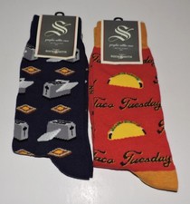 SOCKSMITH - lot of 2 Novelty Socks Men's Size 6-12 UNISEX Taco  Toast NEW
