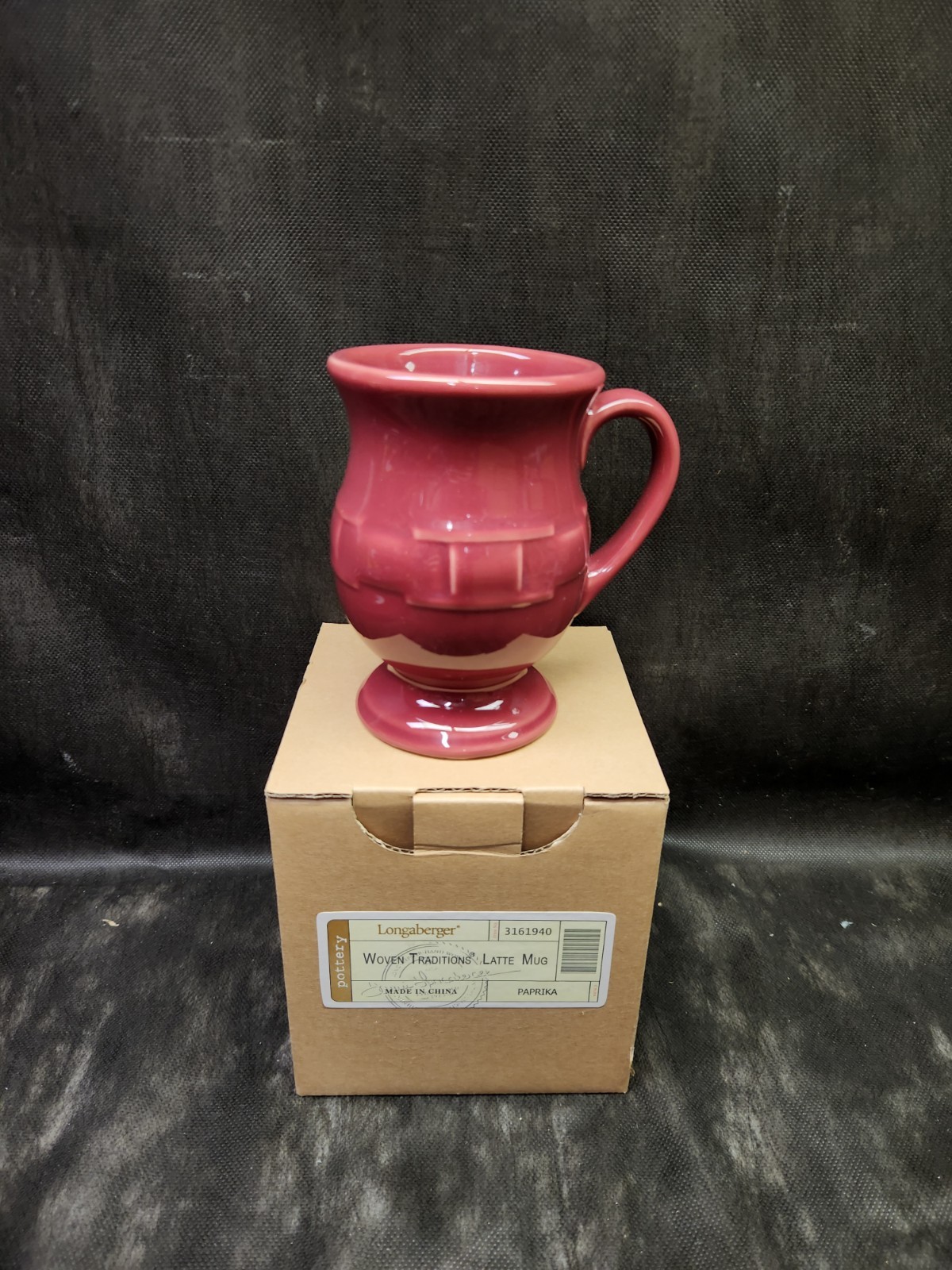 Longaberger Pottery Woven Traditions Latte Coffee Mug  Paprika In Box