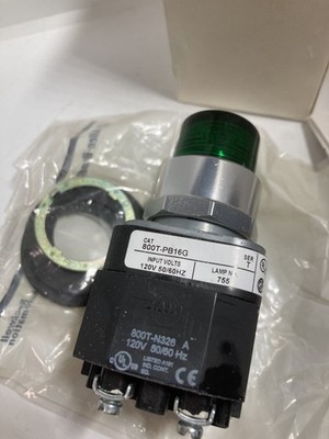 ALLEN BRADLEY 800T-PB16G PUSHBUTTON GREEN 120V XFMR SERIES T NIB