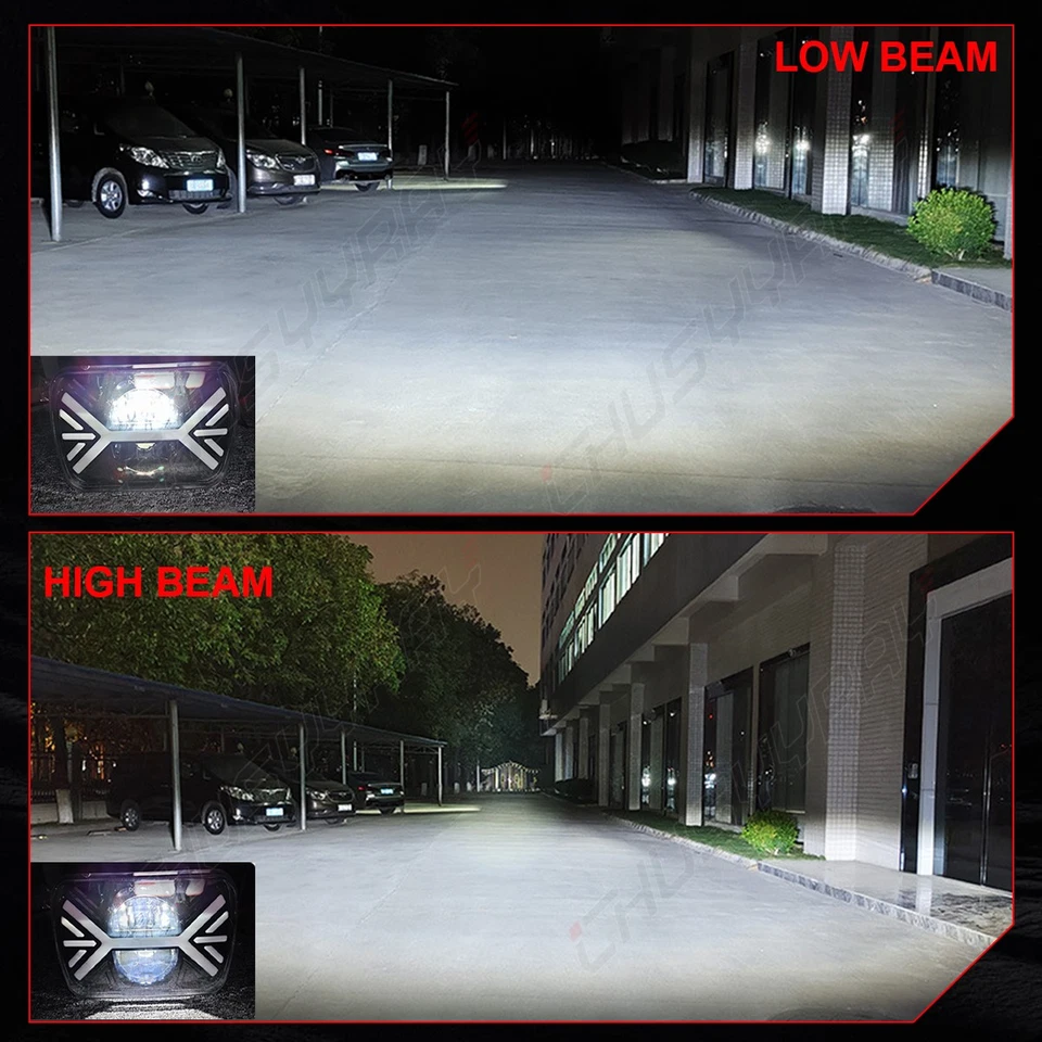 Para Ford Bronco II 1984-1987 - Par de faros LED de vidrio de 7X6 pulgadas haz alto/bajo Foto 2 de 4