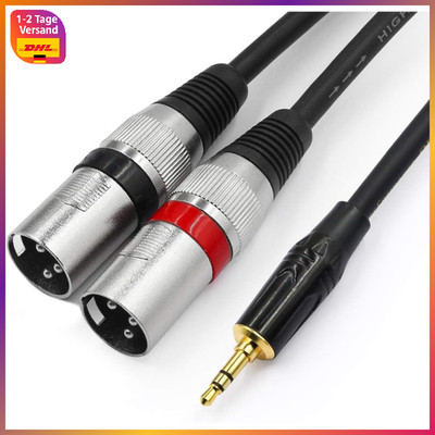 XLR Kabel 3,5mm Mini Jack auf 2 XLR Male Y Splitter Adapter 1m für Mixer