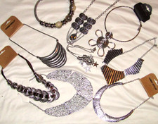 Large fashion statement chunky SILVER & GOLD tone necklaces collar Fast UK post
